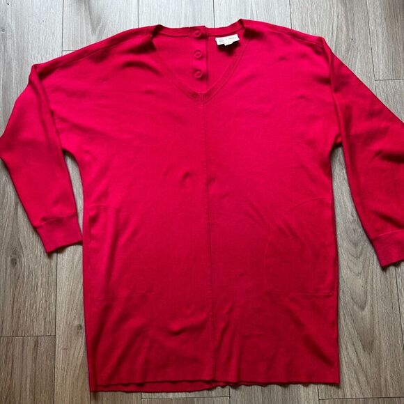 Anthropologie Saturday/Sunday Chrissy Sweater Mini Dress Size Small Pink V Neck - Picture 2 of 11